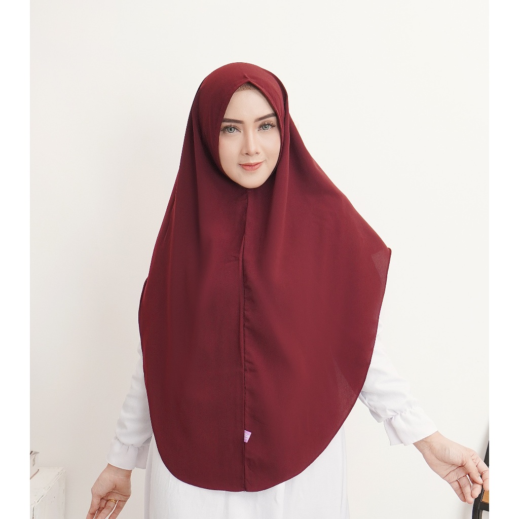 ilbab Syar'i Cutting V Shape Bahan Woolpeach Lux Khimar Syari Khimar Instan