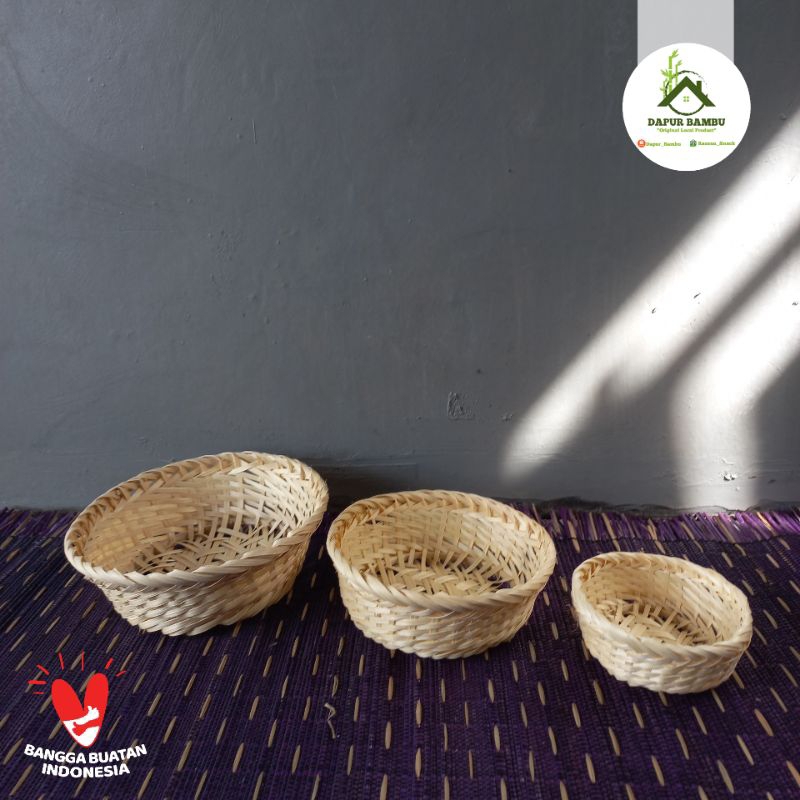 Keranjang Bambu/Souvenir Bambu/Keranjang Penyimpanan/Keranjang Anyaman Bulat/Tempat Souvenir