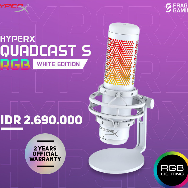 HyperX QuadCast S White RGB Professional Condenser Microphone / Mic