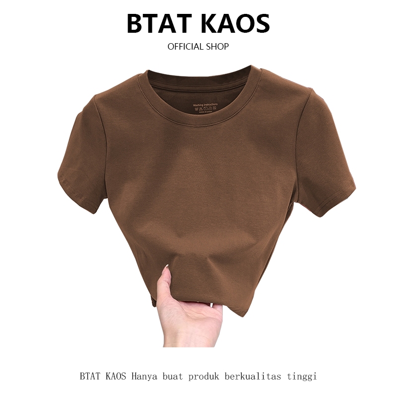 BTAT kaos crop wanita korea/crop top cokelat polos/kaos crop polos wanita premium