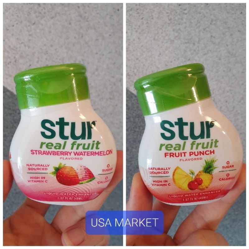

Stur Real Fruit Water Enhancer with stevia zero calories Strawberry Watermelon 48 ml perasa minuman