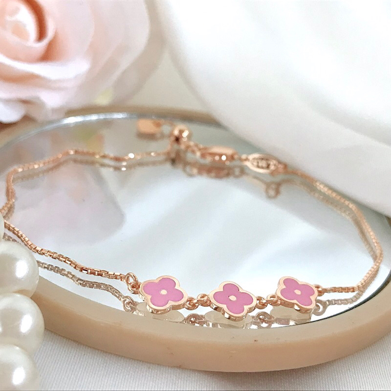 Gelang emas 8k serut VC pink flower series