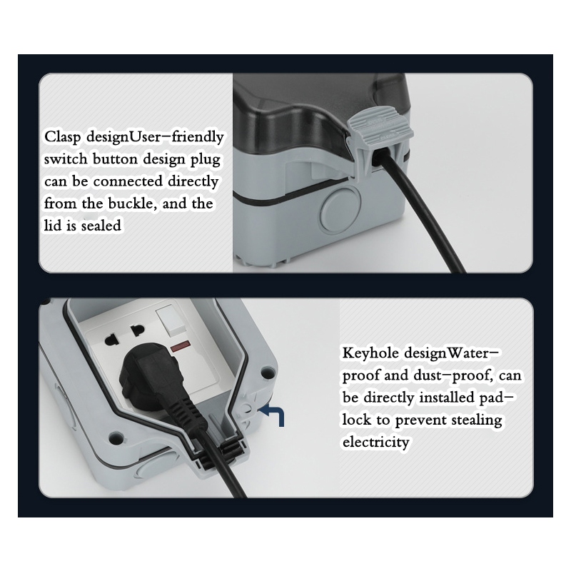 50V-440V Stop Kontak Anti Air Outdoor Ip66 Dengan Tutupnya Stop Kontak Waterproof Outdoor Kualitas