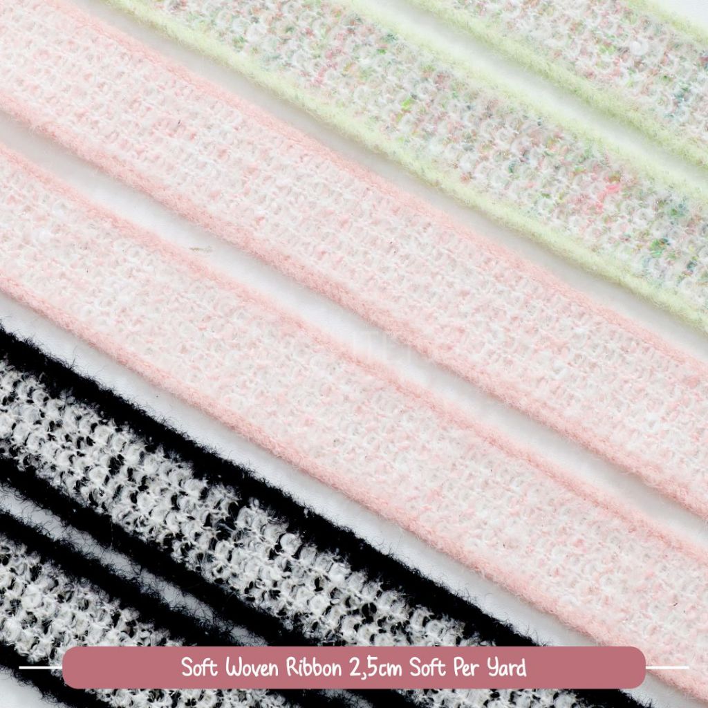 

Korean Ribbon Pita Soft Woven 2,5CM Per Yard Bahan Craft Murah Bisa COD
