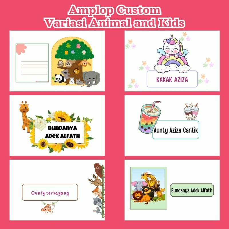 

25 Amplop Custom nama motif anak