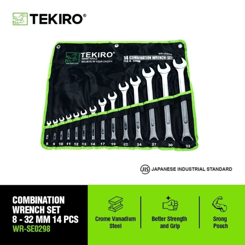 Tekiro Kunci Ring Pas Set 14 pcs 8 - 32 mm Original WR-SE0298 Combination Wrench Konci Ringpas