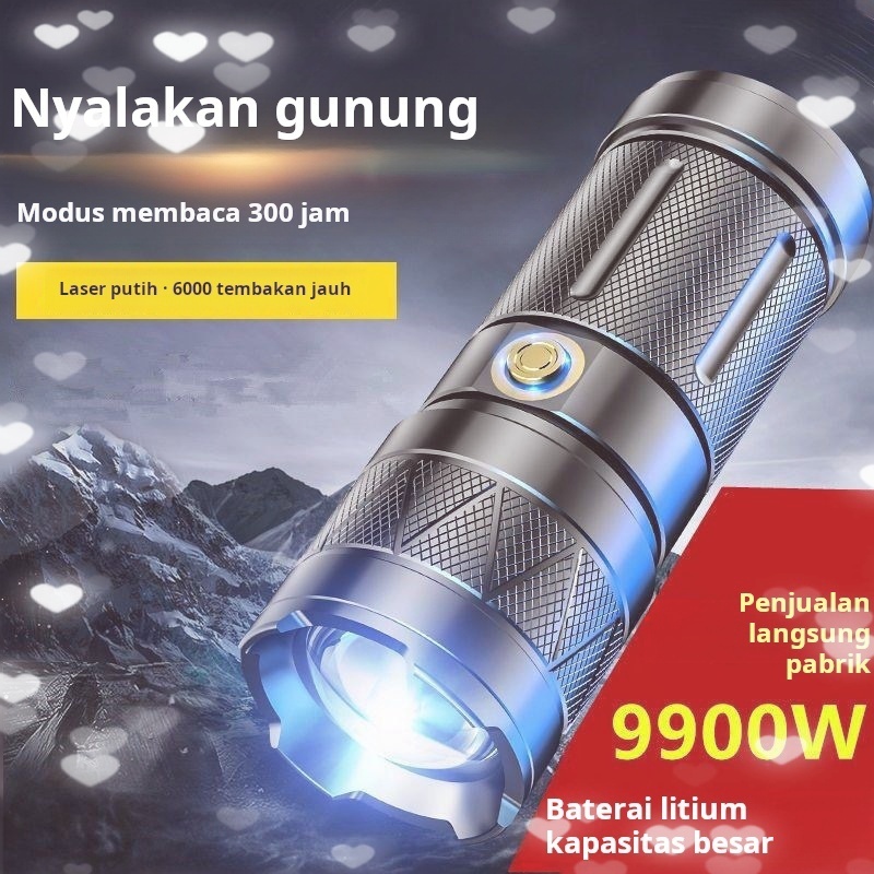 Senter LED 10000 lumen  super terang/senter LED pengisian daya polisi/senter S68