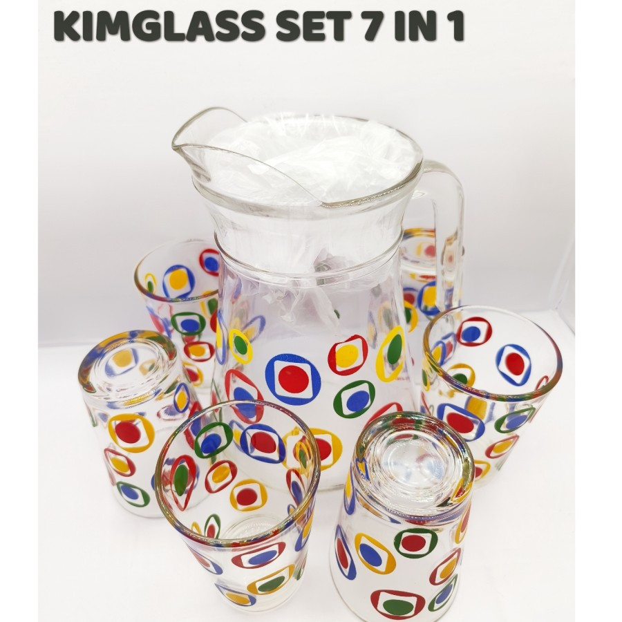 YC - KADO Gelas Set Kaca KIMGLASS Set Teko 7in1 peralatan minum set  Souvenir Gelas Cantik Kado Gela