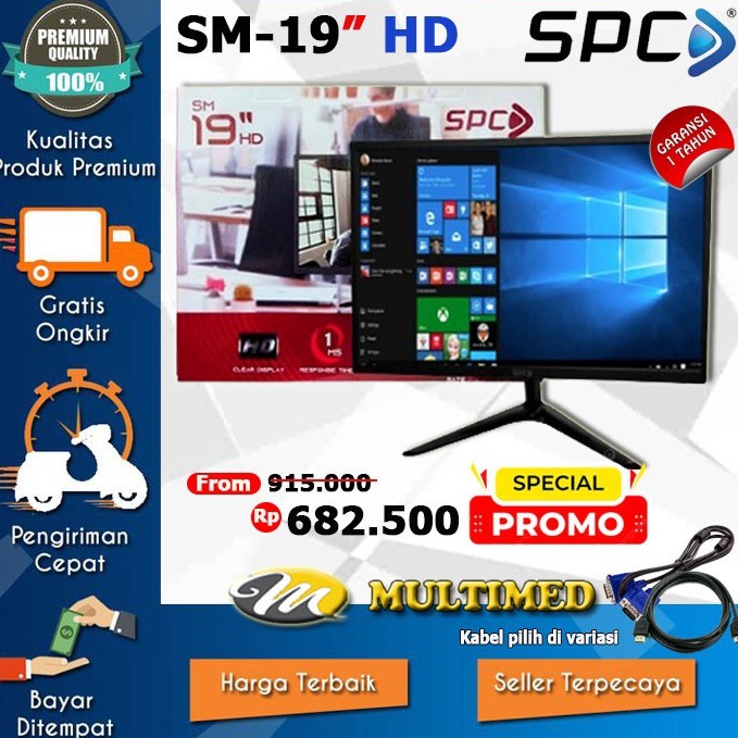 Layar Monitor LED 19 Inch SPC Baru t H1F9
