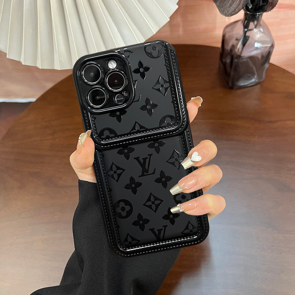 Case iPhone 15 Pro Max 14 Pro Max 13 12 Pro Max iPhone 13 Pro Max 11 Casing Ponsel Tas Krim Hitam Ca