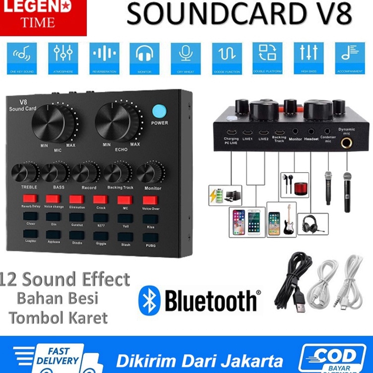 Live soundcard v8 mixer external sound card V8 audio microphone live singing o U1I2