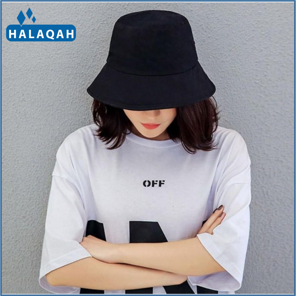 Topi Bucket Hat Pantai Wanita Berhijab Korea Kekinian Lebar Bolak Balik Anti UV Panas