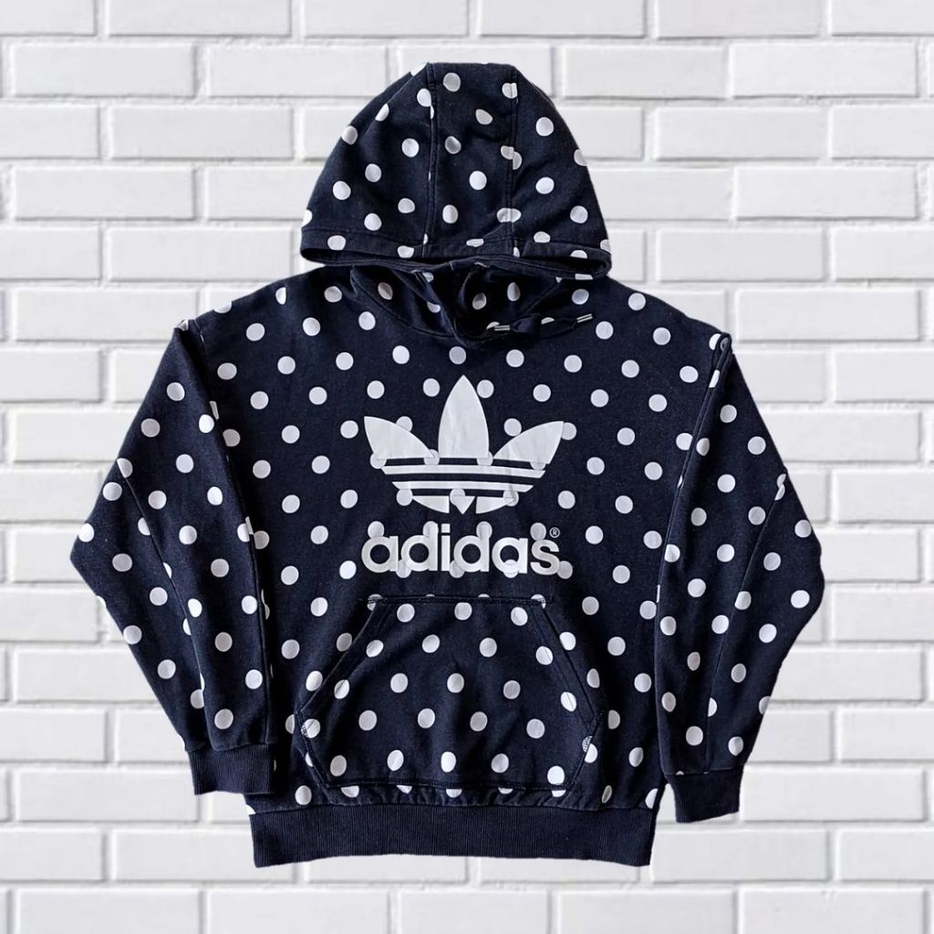 HOODIE ADIDAS TREFOIL POLKADOT ORIGINAL, SIZE M (SECOND BRANDED) HITAM, HD0057