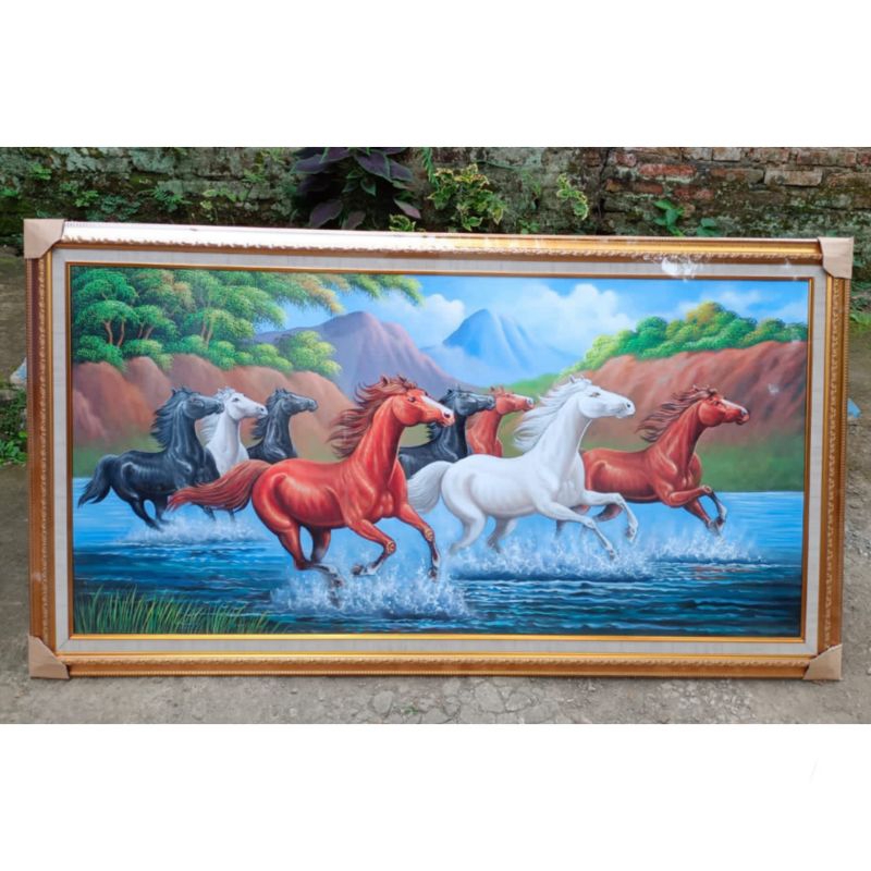 Lukisan kuda fengshui 8 ekor
