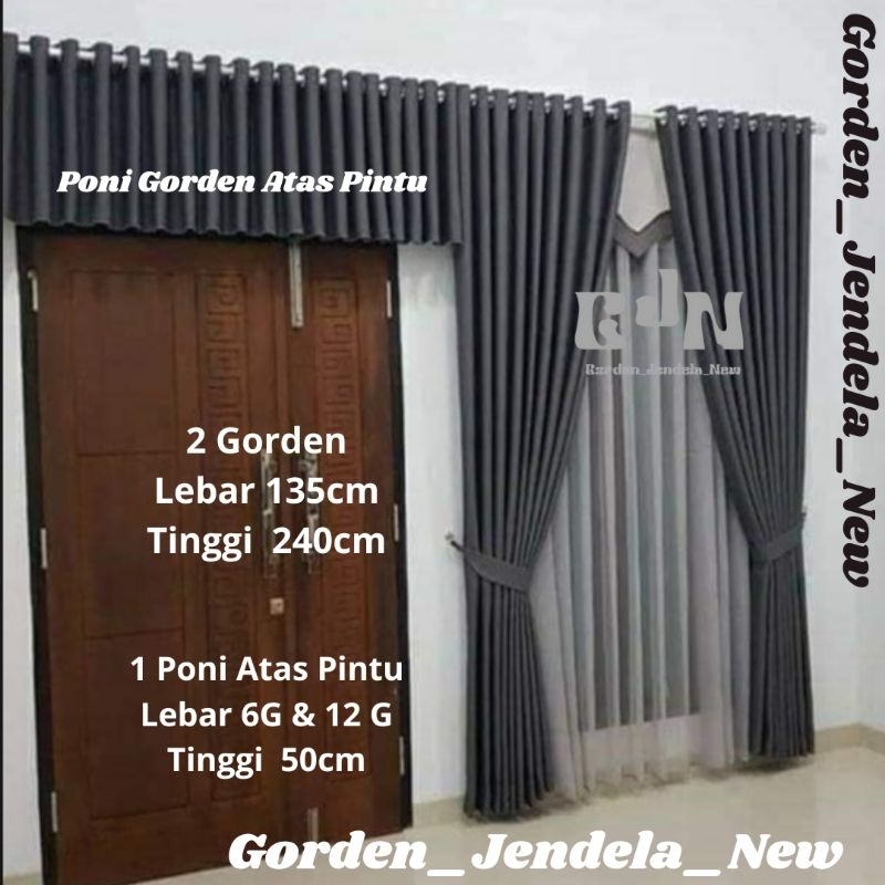 Gorden Blackout Polos 1 Set  (2 Gorden + 1 poni atas pintu) Gorden Blackout Polos Gorden Sangat Teba