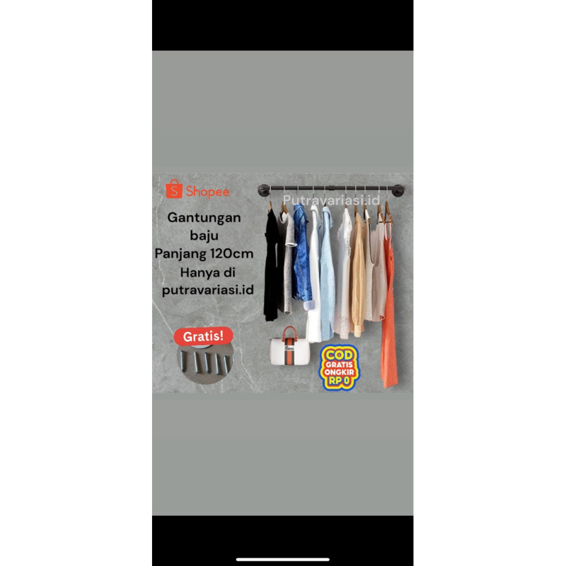 Gantungan Baju Dinding ,Gantungan Baju Besi Tembok, Dinding / Gawang Baju Tembok