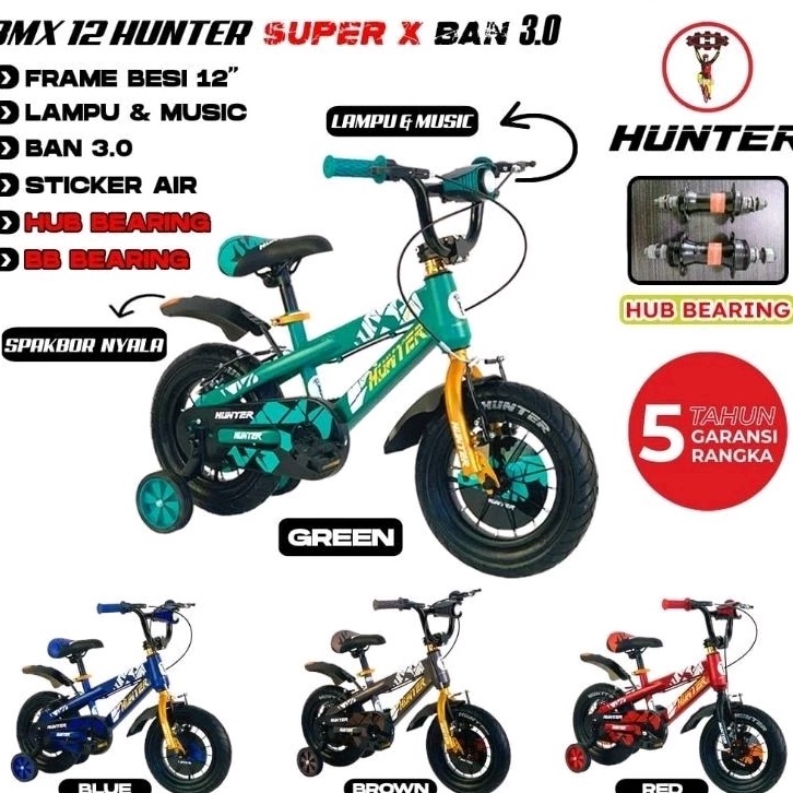 KODE J58O SEPEDA ANAK COWO BMX 12  16  18 HUNTER SUPER X  PARAGON HERO VELG ALLOY FRAME BESI HITEN S