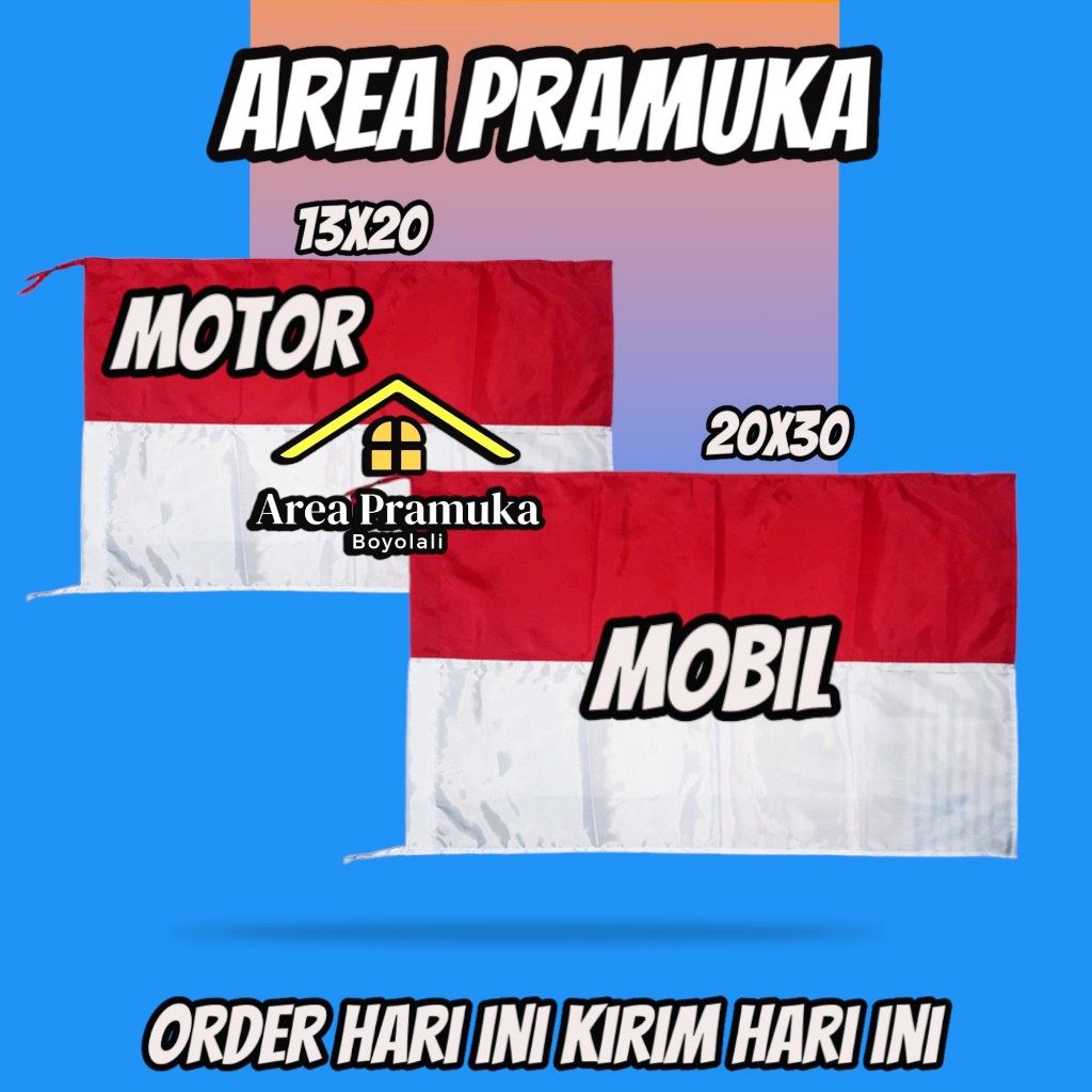 Bendera motor / mobil merah putih / bendera merah putih motor / mobil