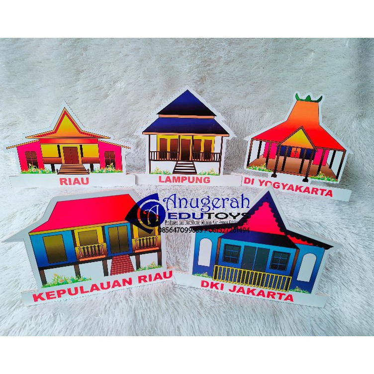 KODE D73V maket rumah adat 34 Provinsi Mainan Berdiri Rumah Adat 2D
