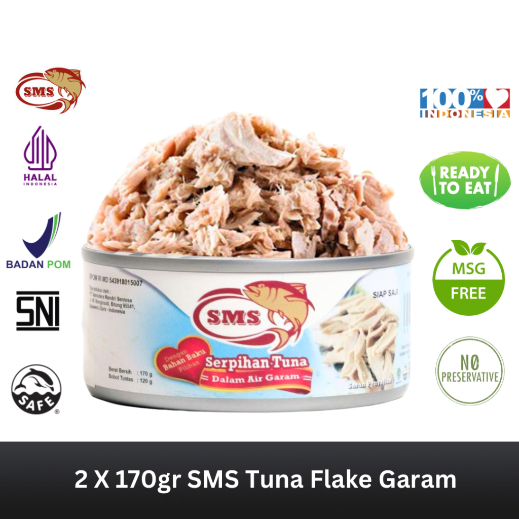 

SMS Paket 2 pcs Tuna dalam Air Garam Tuna in Brine Daging Tuna Makanan Kaleng 170 g