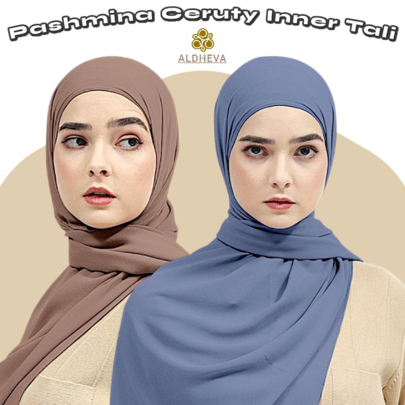 Pashmina Ceruty 2IN1 Inner Tali - Pashmina Inner Ciput Tali Kaos
