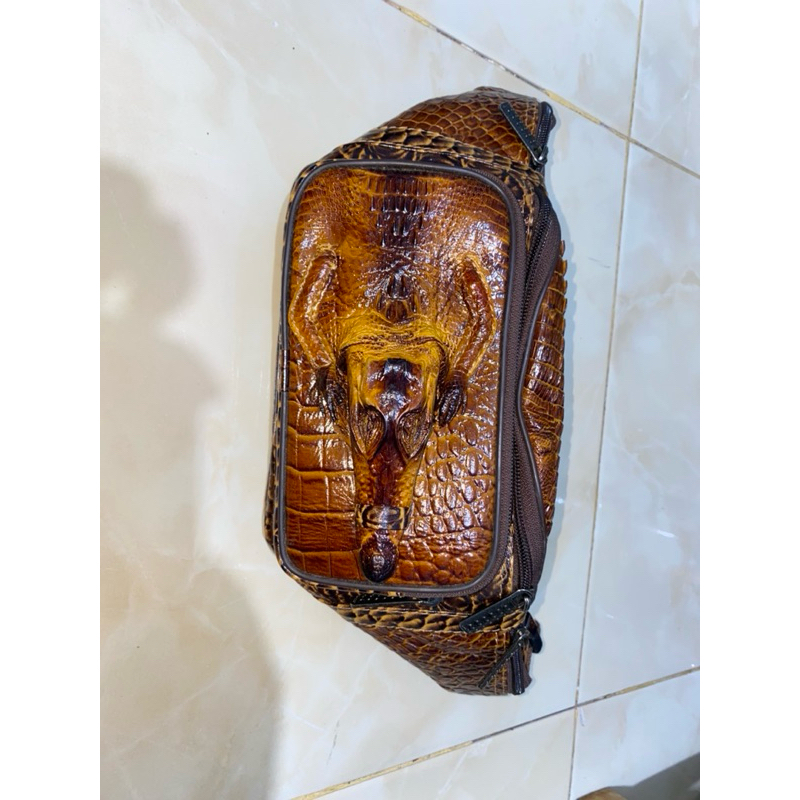 TAS KULIT BUAYA ASLI MODEL KEPALA BUAYA ASLI MERAUKE