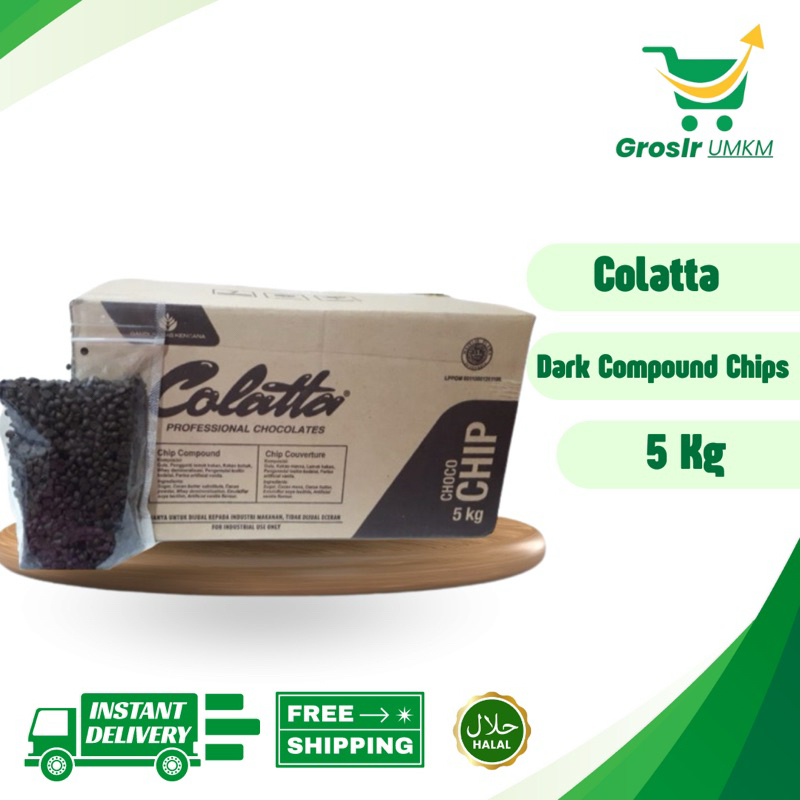 

Grosir UMKM - COLATTA COMPOUND CHIP (1 X 5 KG) / COKLAT CHIP / DEKORASI CAKE / COLLATA DARK COKLAT CHIPS DARK COMPOUND / COKLAT / COKLAT COMPOUND / CHOCO CHIP