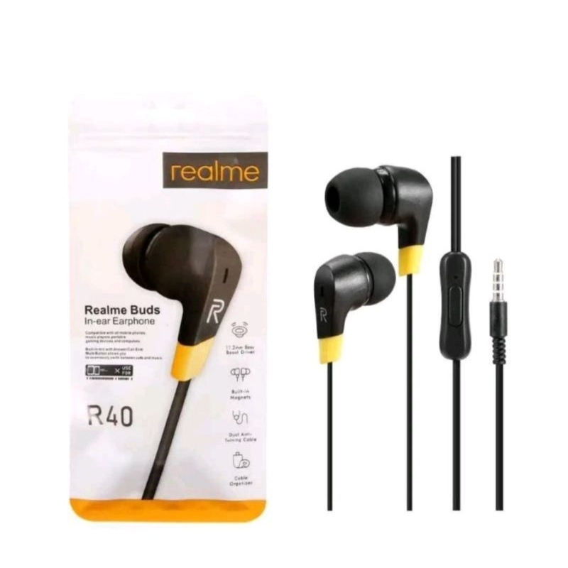 Headset Realme R40 Handsfree Buds C11 C12 C15 Bass Music Earphone Hf Packing Plastik