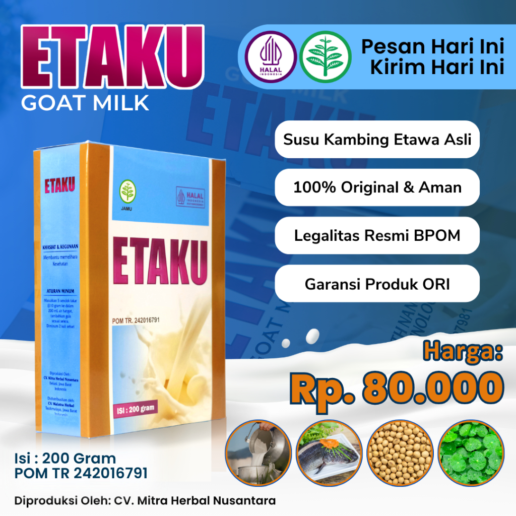 Etaku Goatmilk - atasi darah tinggi, tensi tinggi, sesak nafas, kaki bengkak - Susu Kambing Etawa