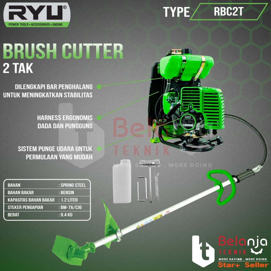 Ryu RBC 2T Mesin Potong Rumput Gendong Bensin RBC 2Tak Brush Cutter RBC2T Bensin 2 Tak