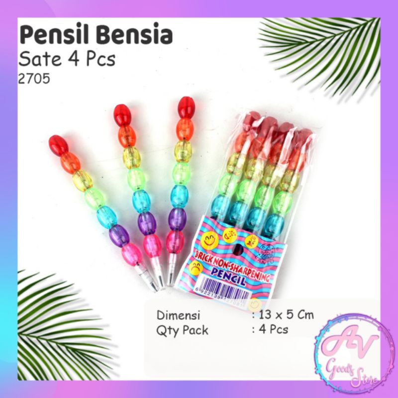 

Pensil Bensia SATE RAINBOW SF-2705 isi 4pcs / 1pak Pensil Sambung Susun isi 4buah