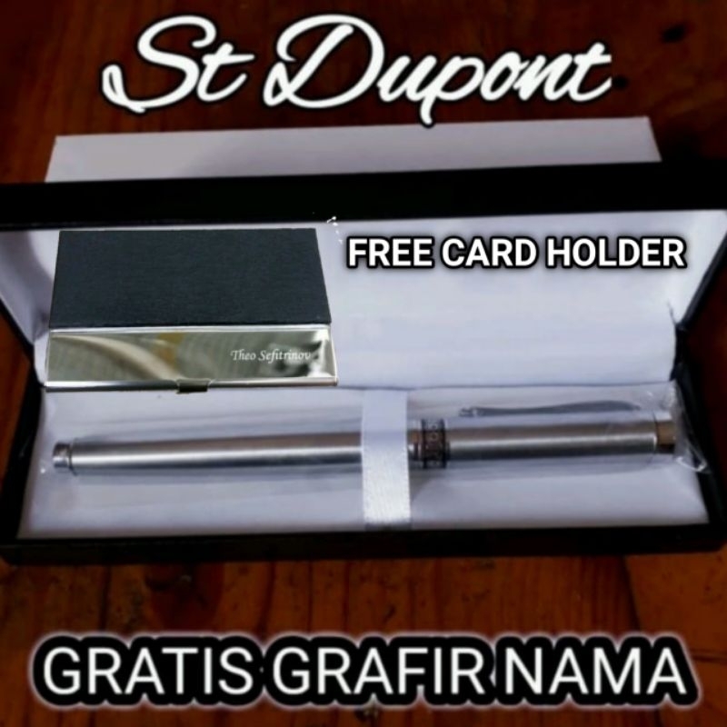 

Pulpen Free Card Holder St Dupont Metal Silver Black Ring Series Exlusive Gratis Grafir Nama