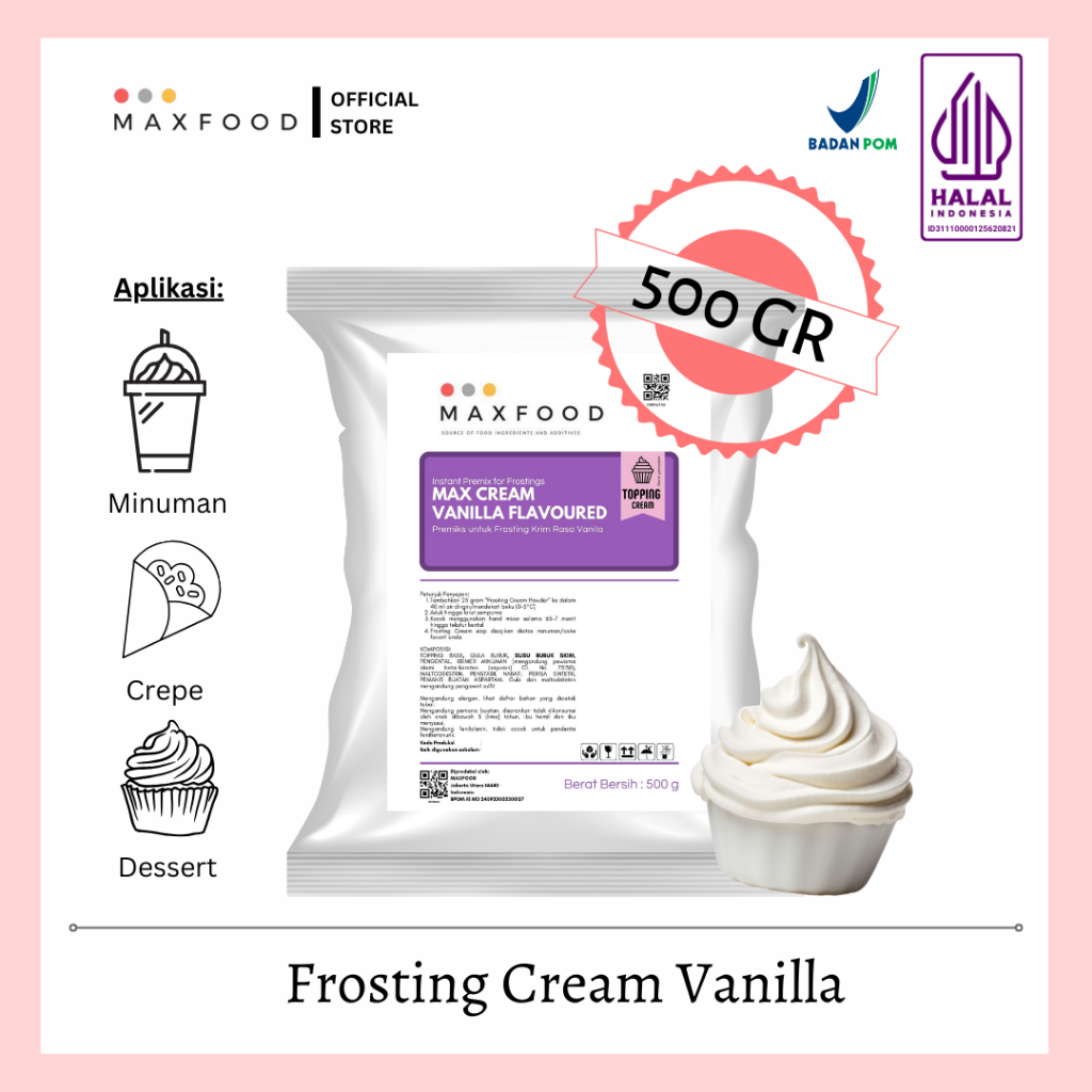 

NO_MORE MAXFOOD - Whipping Cream Vanilla / Bubuk Whip Cream Rasa Vanilla 500 GR