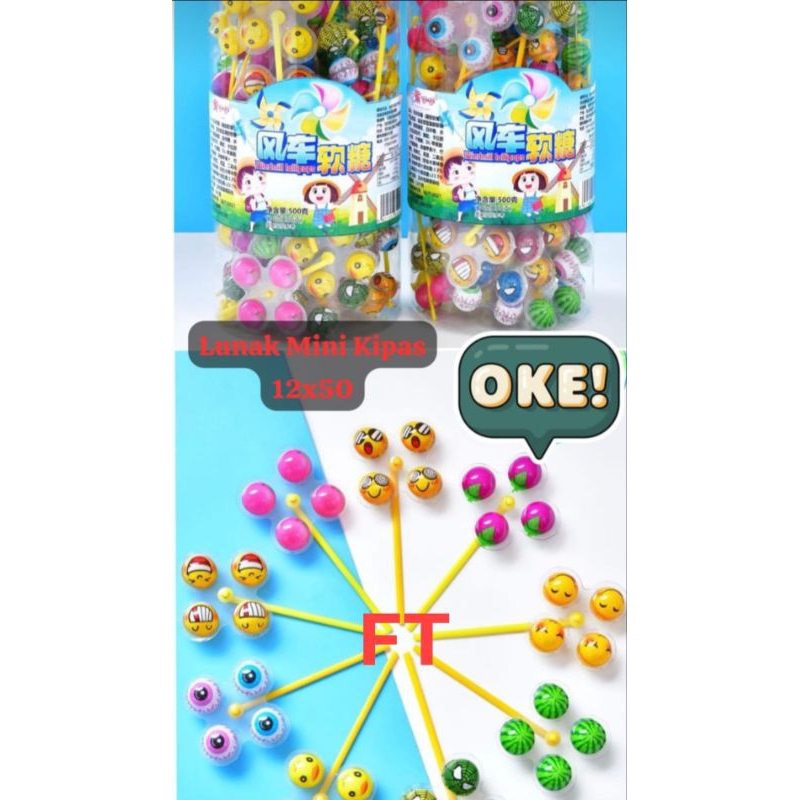 

permen lunak mini kipas 50 pcs/toples