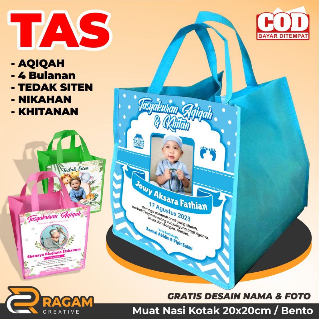 

Tas Aqiqah Nasi Kotak Dos Berkat Murah/ Tas Hajatan/ Tas Syukuran/ Tas Nikahan/ Tas Tedak Siten/ Khitanan/ Tas Hantaran/ Tas Lamaran/ Tas 40 Hari Meninggal