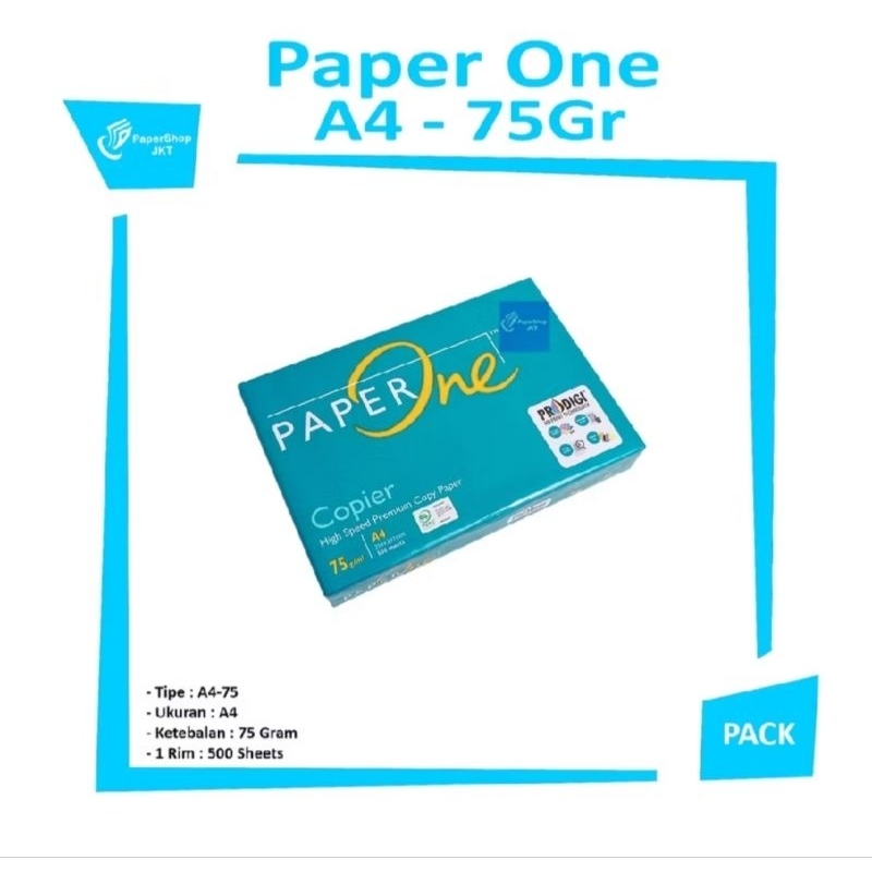 

Kertas Hvs A4 75gr Paper One - Rim isi 500 Sheets.