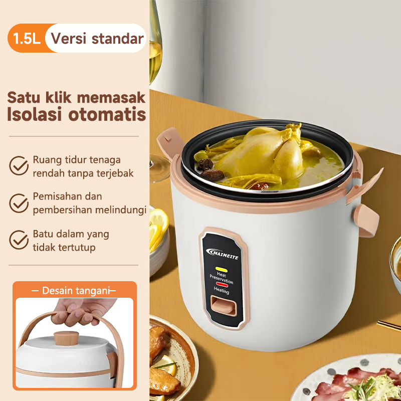 New Deals Maimeite Magic Com Mini Rice Cooker 1.5 Liter Portable Student Version Travel Version