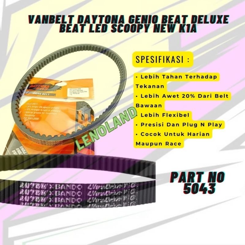 Vanbelt Beat Deluxe Genio All New Beat Led Beat Icw/Iss Original Daytona V-Belt Only Genio Beat Led 