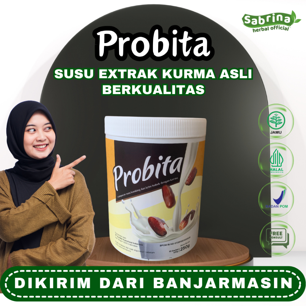 

Probita Susu Kurma Tinggi Kalsium Kaya Protein Suplemen Peninggi Badan BPOM & Halal 1 Box isi 10 Sachet Banjarmasin