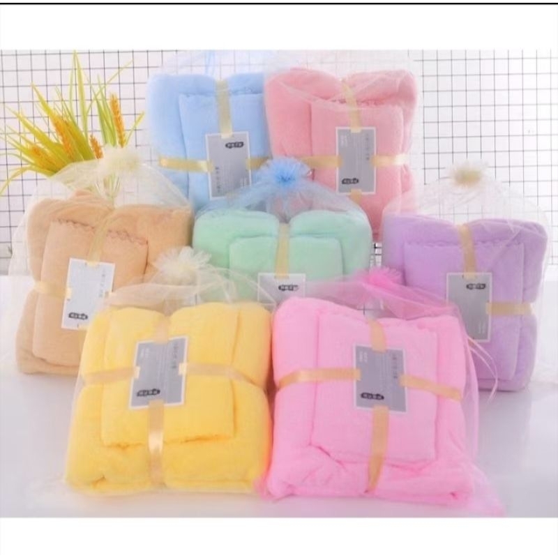 HANDUK SET 2in1 UNTUK SOUVENIR/HANDUK MANDI 2in1,HANDUK SET SERBA GUNA