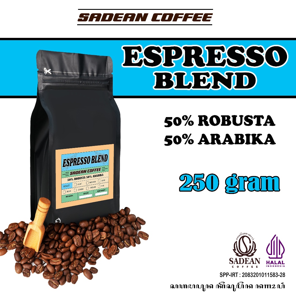 

House Blend Espresso 50% Arabika 50% Robusta 250g Kopi Susu Espresso Blend / Kopi Blend Espresso / Kopi House Blend