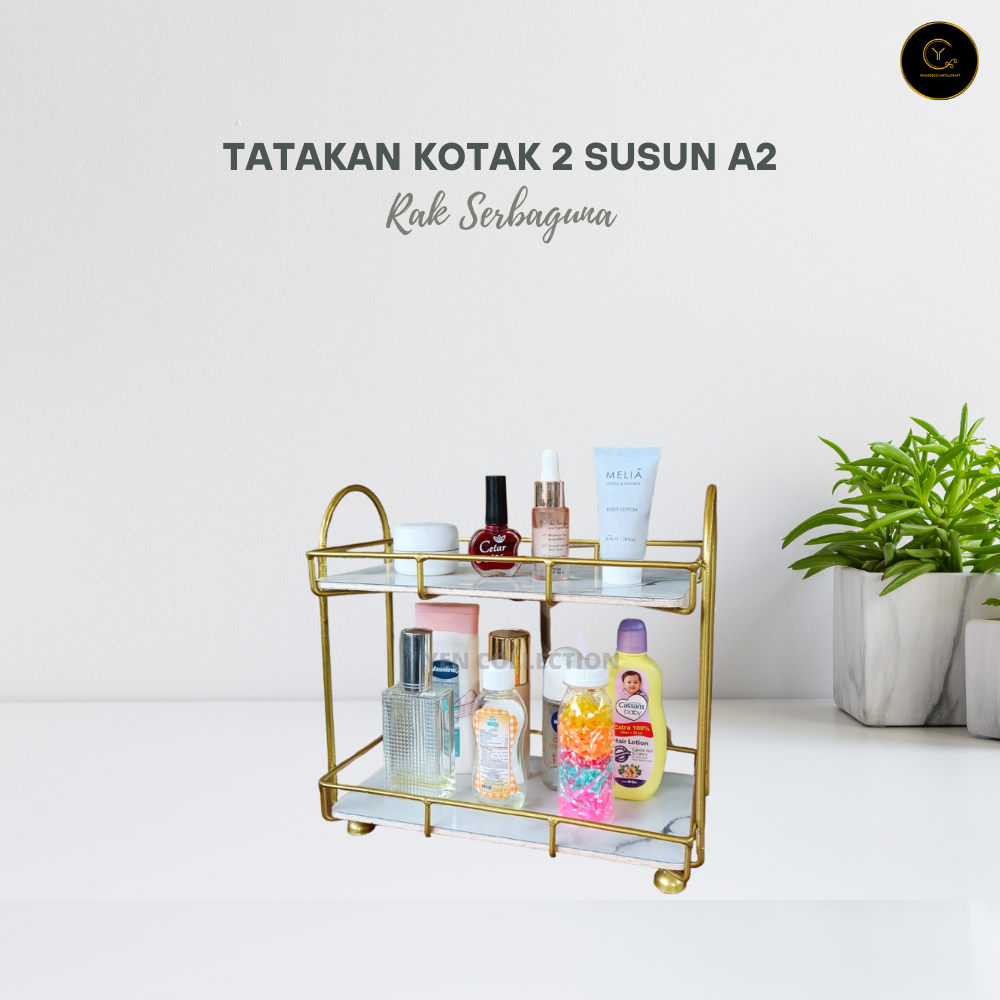 TATAKAN KOTAK 2 SUSUN A2 - RAK MAKE UP - RAK SERBAGUNA - RAK BESI