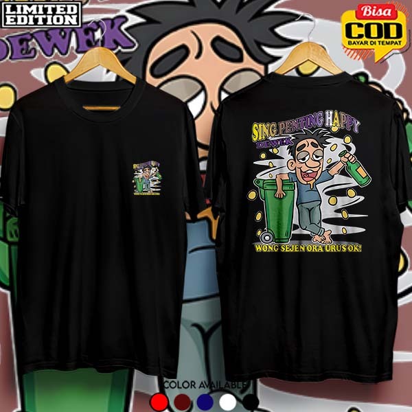 Kaos Ngapak Sing Penting Happy Dagelan Clothing Kaos Distro Kata Jawa Viral Katun Hitam