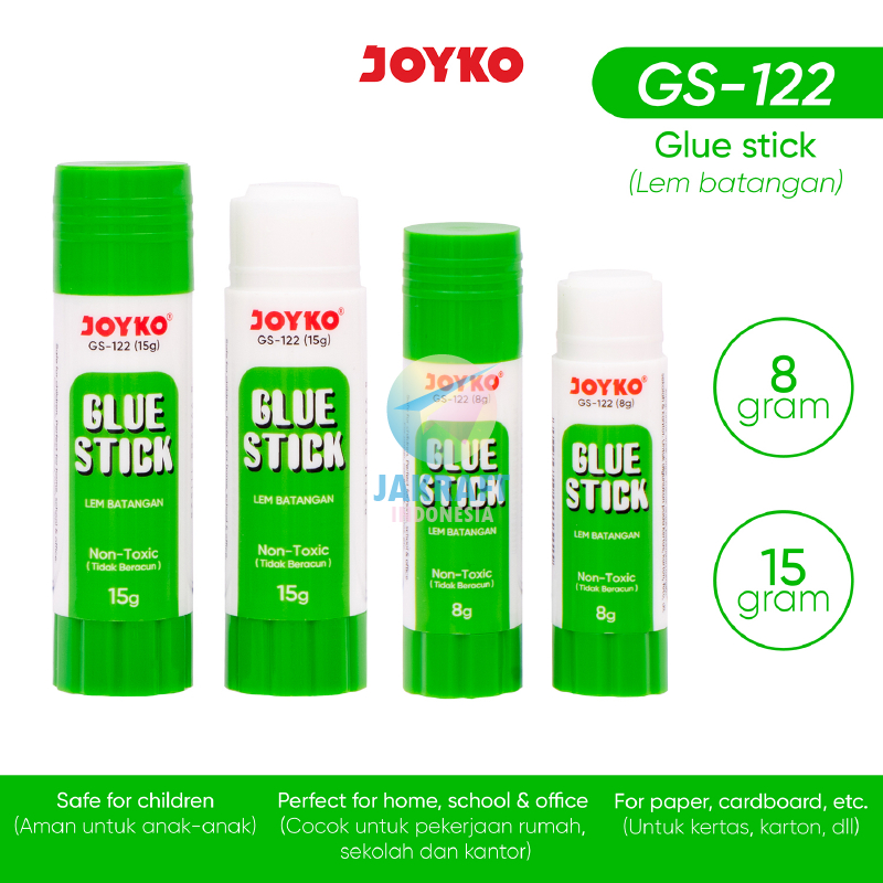 

(12 Pcs) GROSIR Glue Stick JOYKO GS-122 Ekonomis Kecil 8 Gr | Sedang 15 Gr Lem Kertas Stik Putar Kecil Non Toxic Aman Tidak Beracun | PACK
