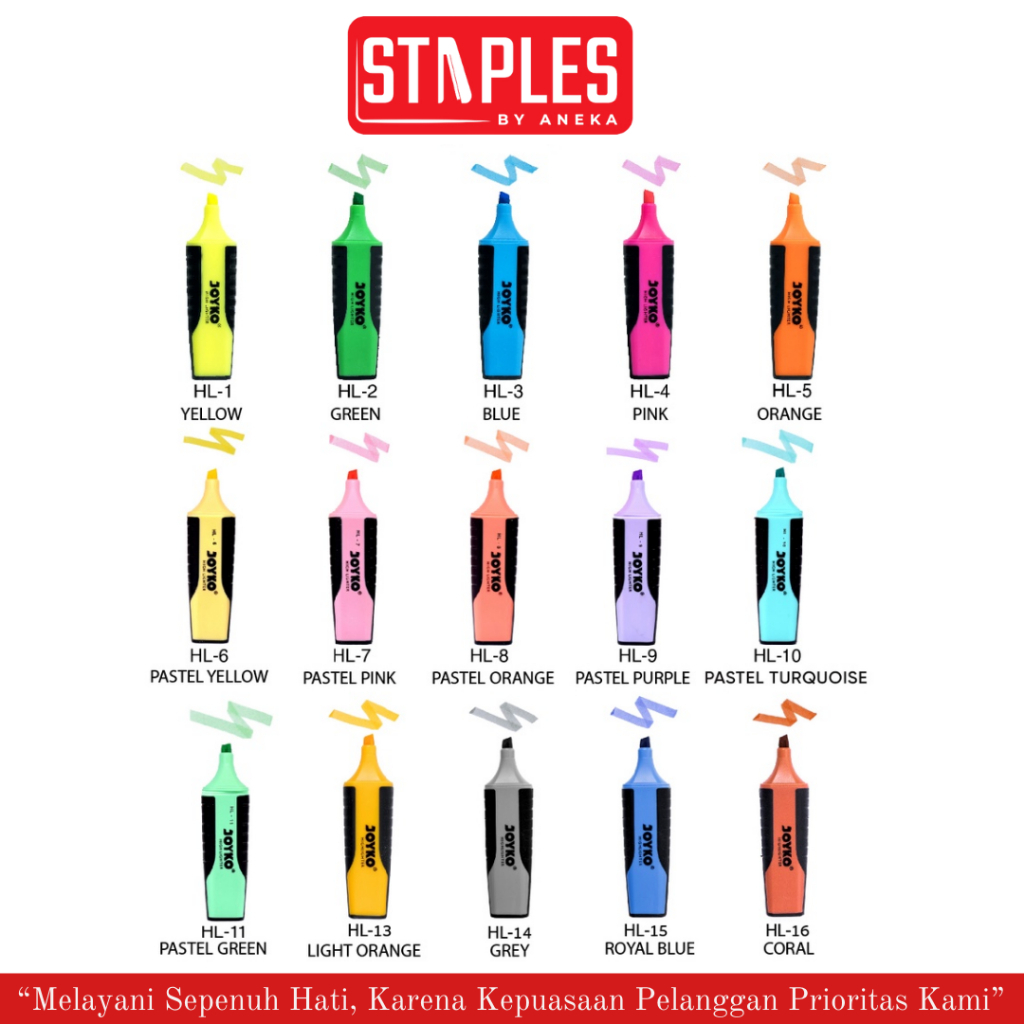 

Joyko Highlighter Penanda Berwarna / Highlighter / Stabilo