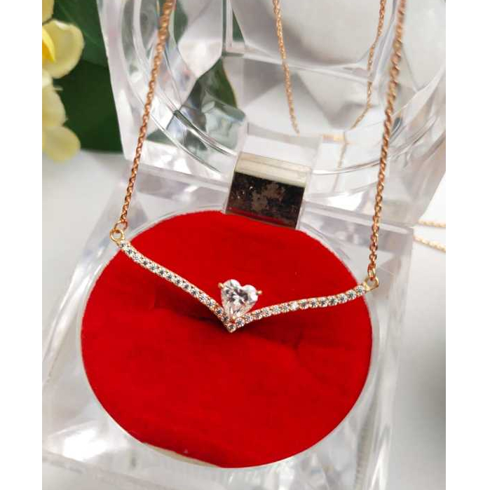 Tiara Jaya #Kalung Emas ASLI Aurel Permata Putih Rose Gold