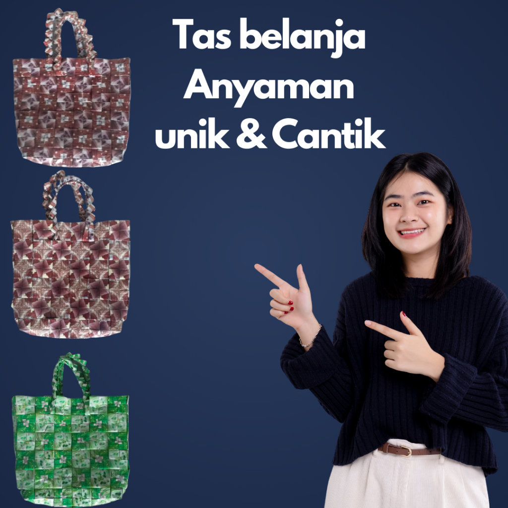 Tas dari kemasan Pop Es tas belanja anyaman tas wanita unik belanja sayuran dan buah pasar 2023