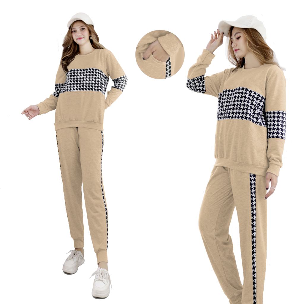 Ay00 Set SITI Setelan Baju Olahraga Training Senam Wanita Lengan Panjang Model Korea