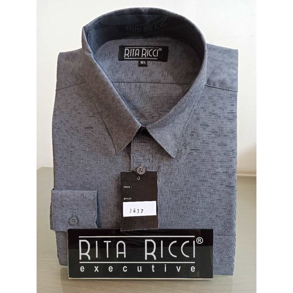 Kemeja Pria Rita Ricci Reguler motif warna Abu lengan panjang artikel 3637 / 3707