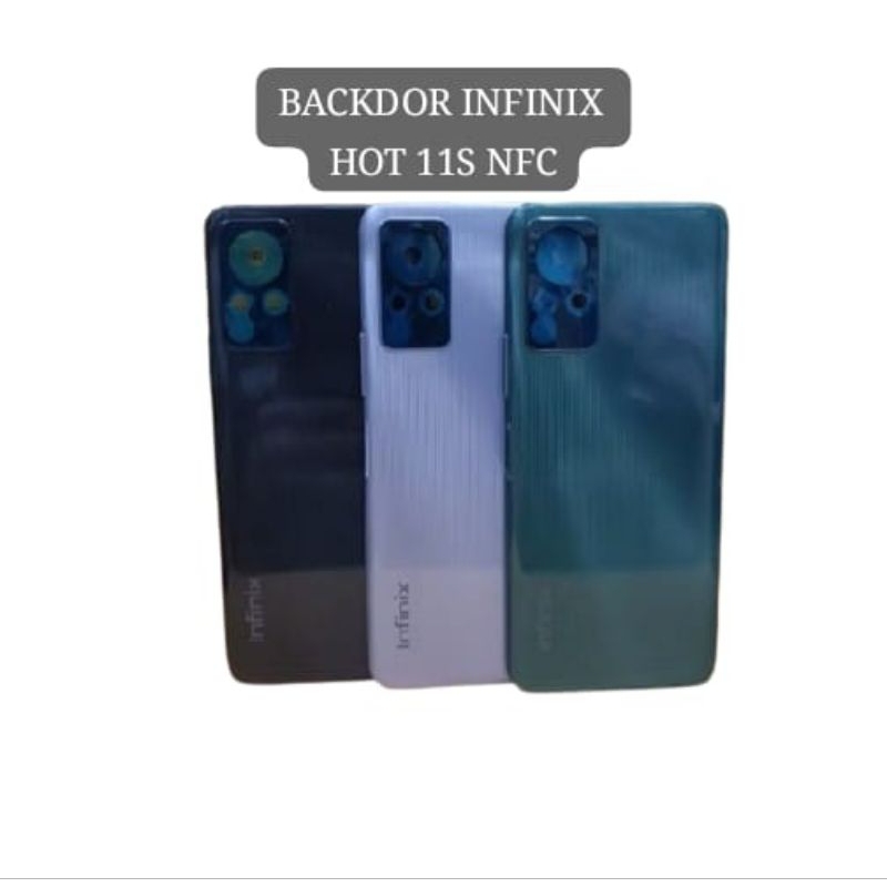 BACKDOR / BACK COVER / CASING  / TUTUP BELAKANG MESIN  + RING KACA KAMERA INFINIX HOT 11S NFC ORI